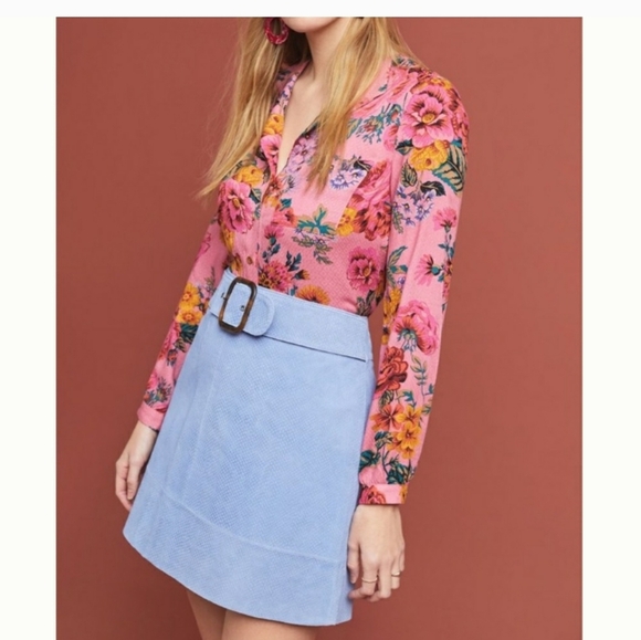 Anthropologie Snake Embossed Leather Mini Skirt - Picture 2 of 11